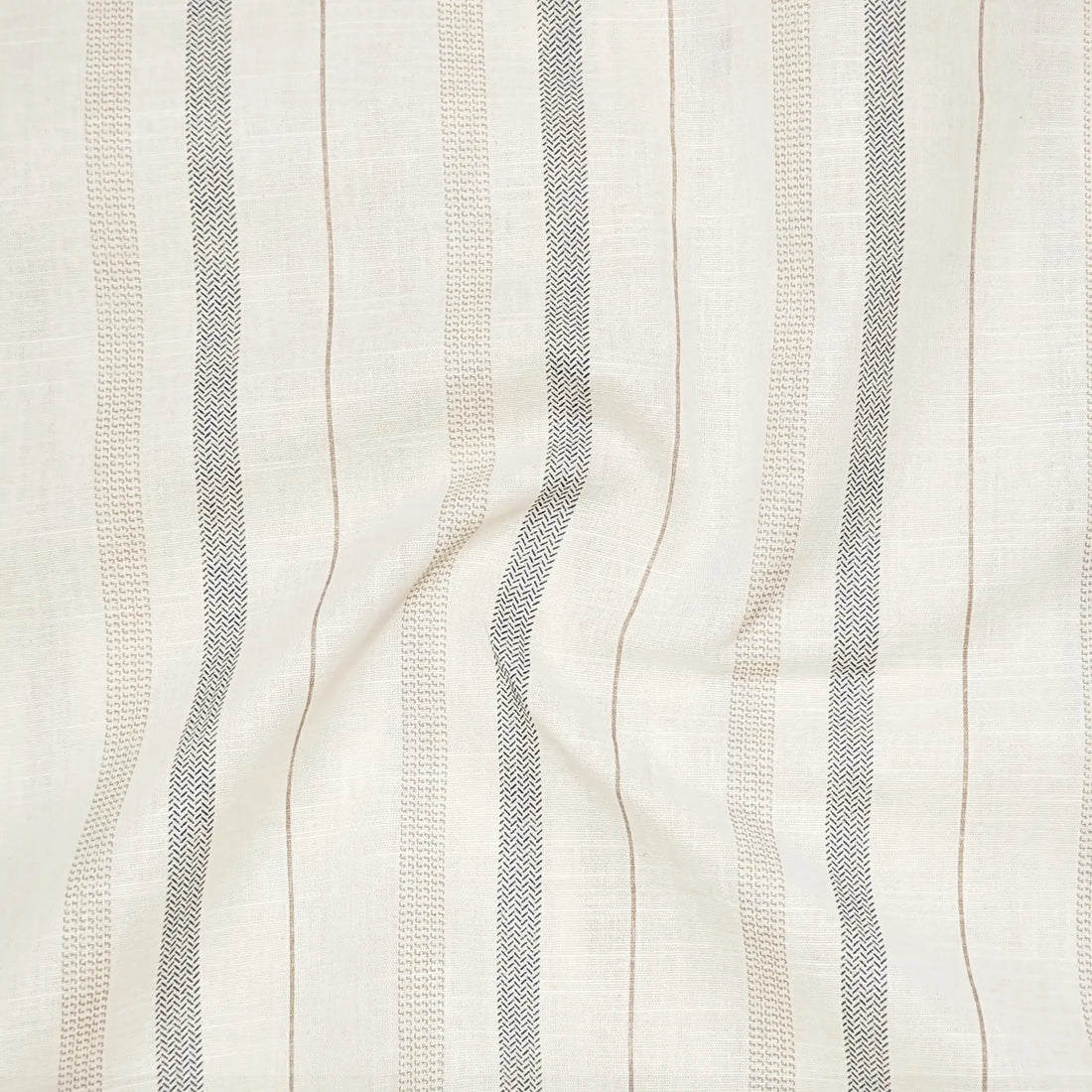 Charcoal Beige Stripe Linen Shirt For Men