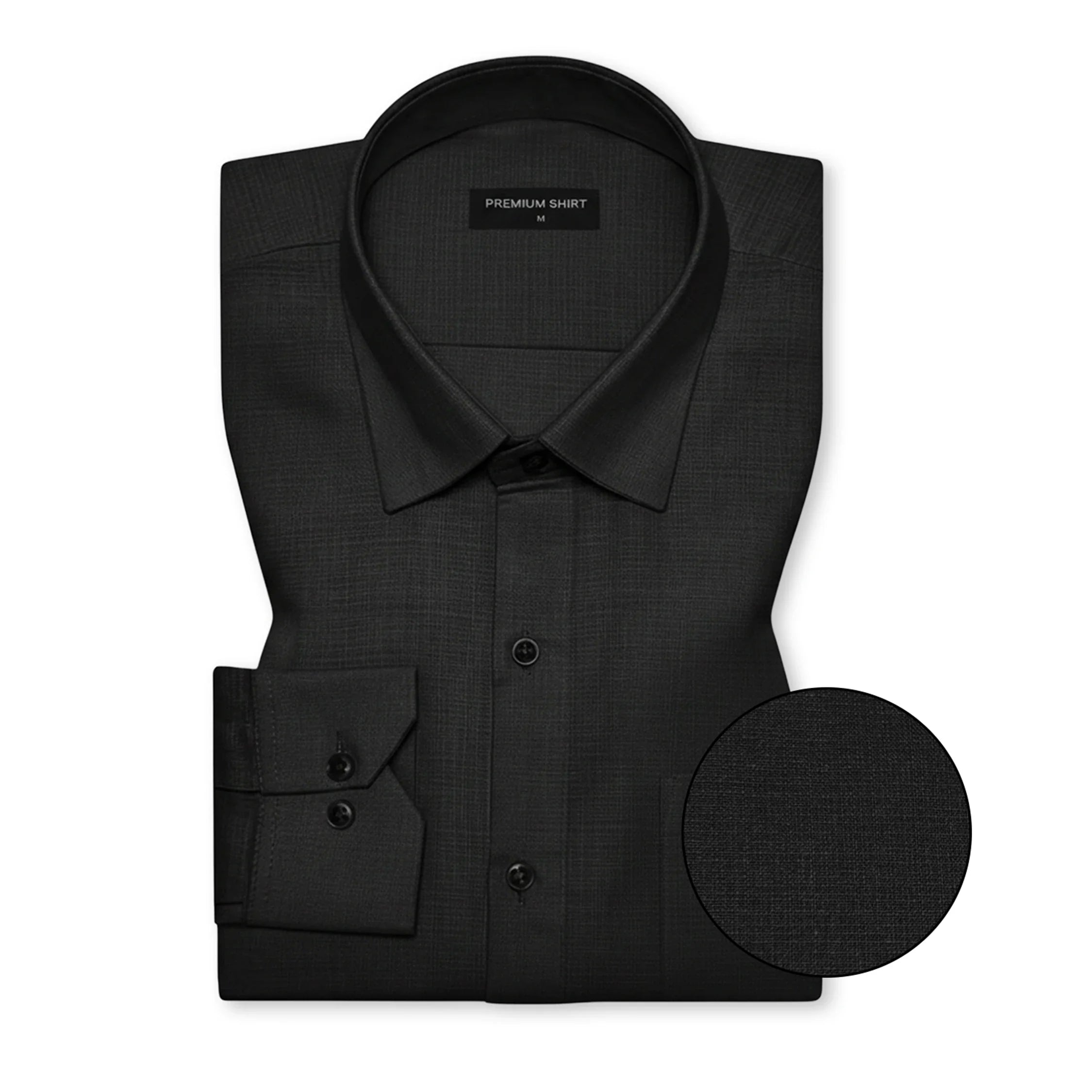 Black Textured Linen Shirt For Men