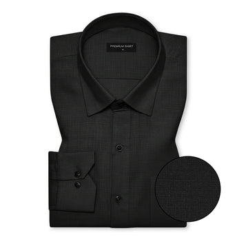 Black Textured Linen Shirt For Men