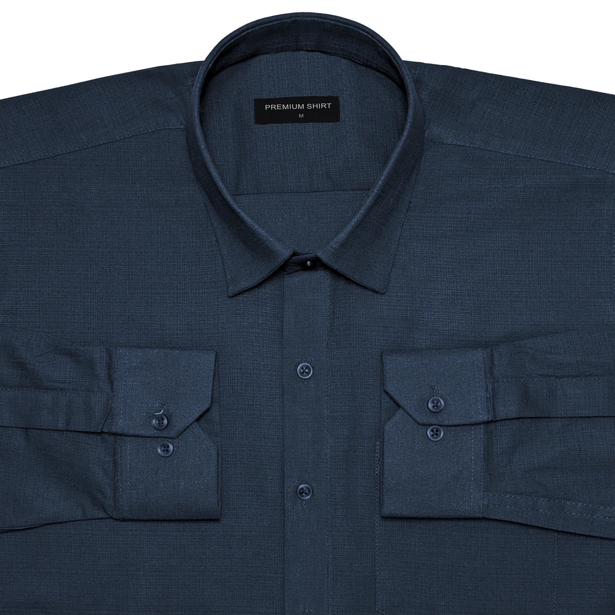 Royal Blue Textured Linen Shirt For Men