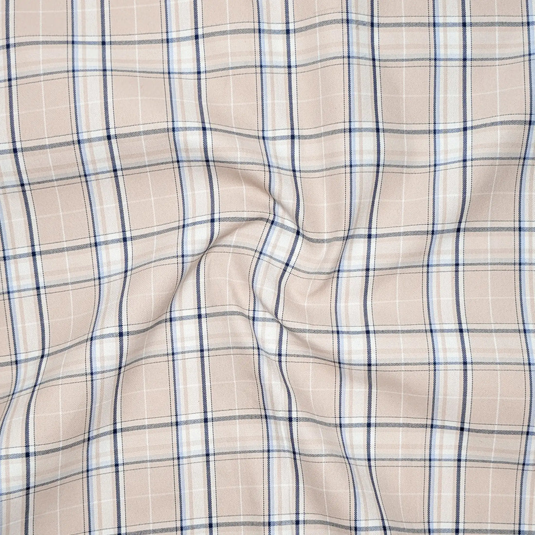 Beige & Blue Classic Check Oxford Shirt for Men