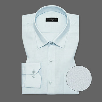 Sky Blue Textured Linen Shirt For Men