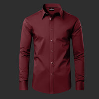 Premium Satin Solid Shirt with Black Stripe for Man (Maroon)