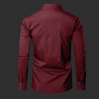 Premium Satin Solid Shirt with Black Stripe for Man (Maroon)