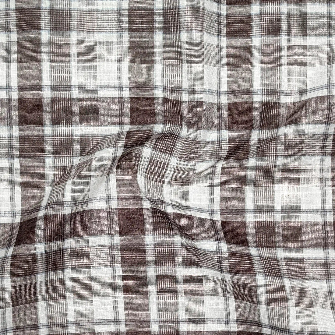 Brown Check Linen Shirt For Men