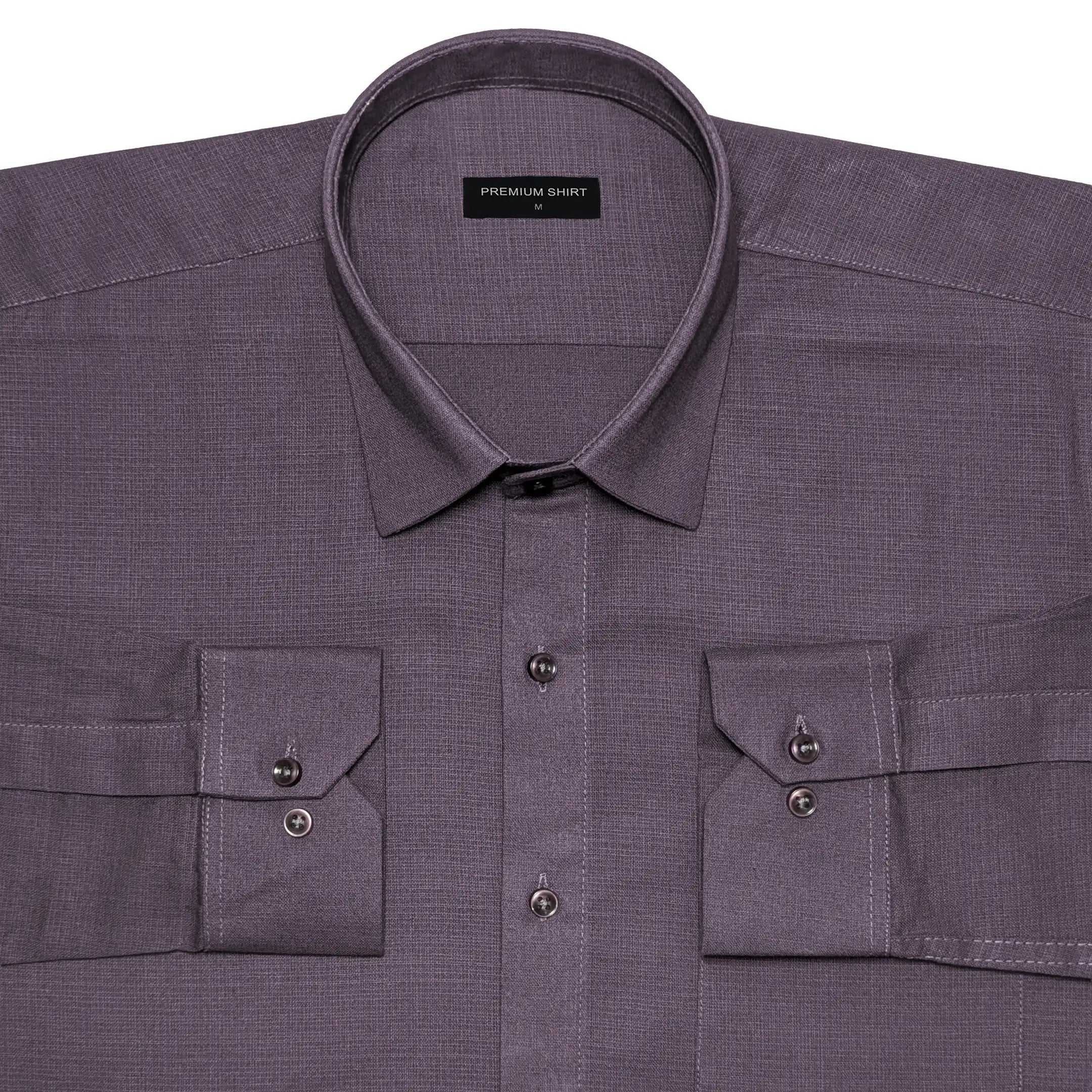 Purple Textured Linen Shirt For Men