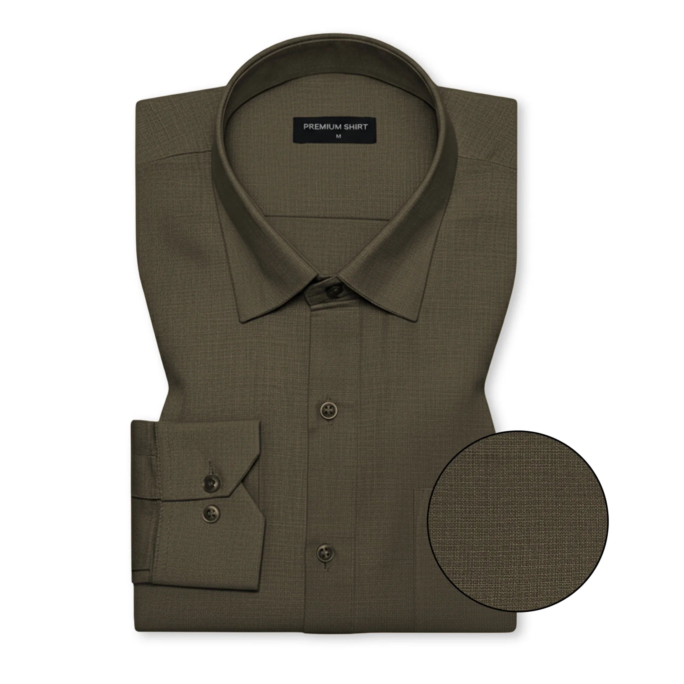 Olive Textured Linen Shirt For Men