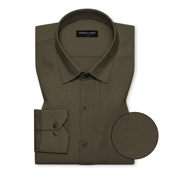 Olive Textured Linen Shirt For Men