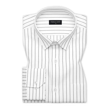 Charcoal Black Pinstripe Oxford Shirt For Men