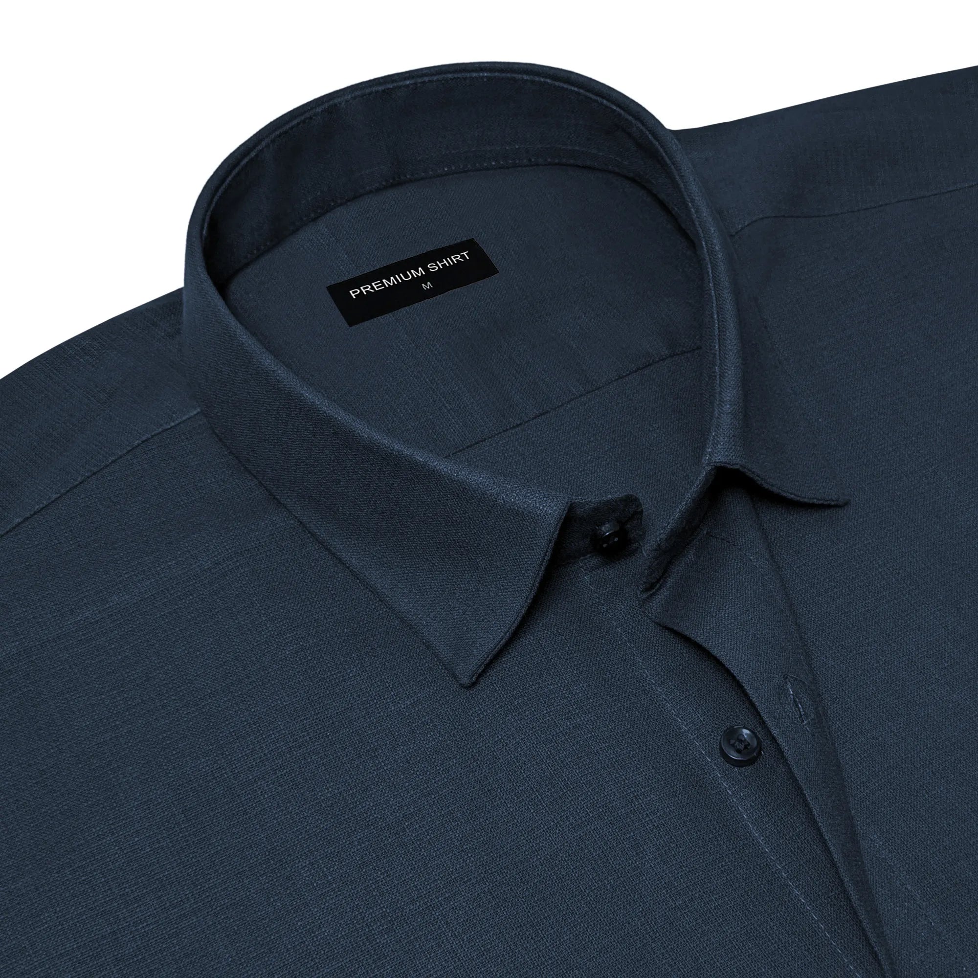 Royal Blue Textured Linen Shirt For Men