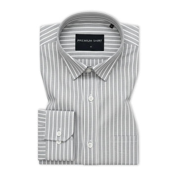 Bold Silver Pinstripe Oxford Shirt For Men